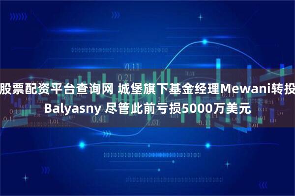 股票配资平台查询网 城堡旗下基金经理Mewani转投Balyasny 尽管此前亏损5000万美元