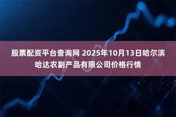 股票配资平台查询网 2025年10月13日哈尔滨哈达农副产品有限公司价格行情